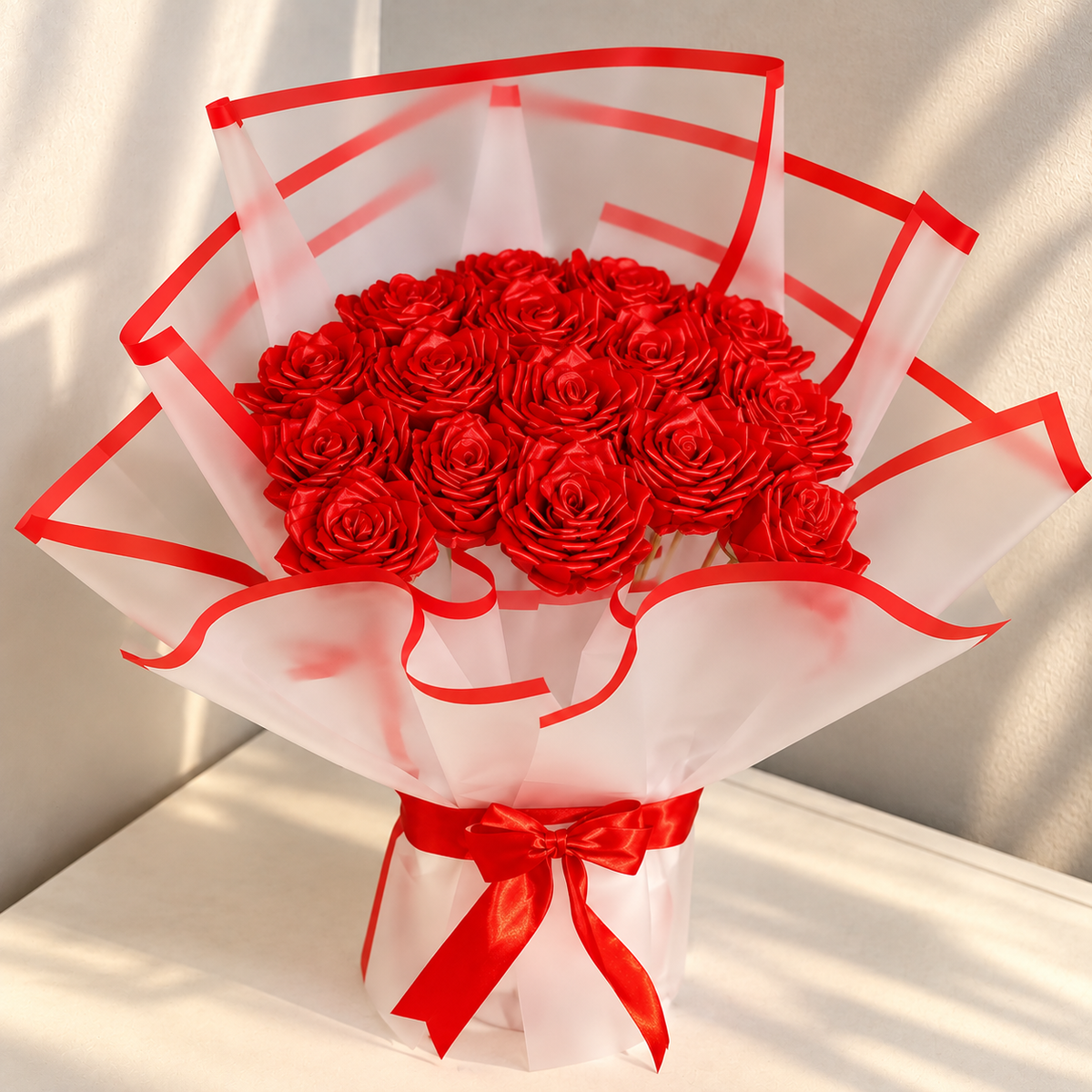 Handmade Red Rose Bouquet – Elegant Forever Flower Gift