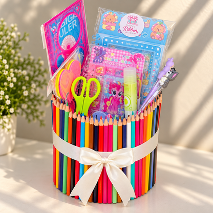 Colored Pencil Stationery Gift Set – Customized School Supplies Bouquet for Kids