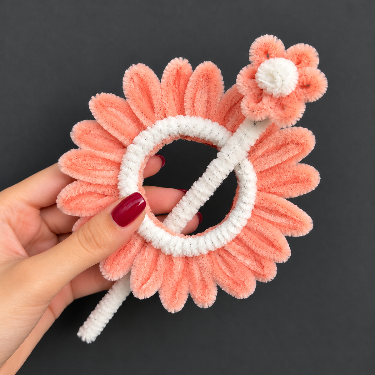 Handmade Pipe Cleaner Flower Hair Stick Bun Holder – Daisy Hair Accessory