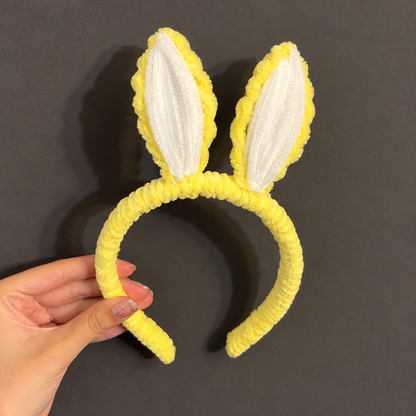 Handmade Chenille Bunny Ears Headband (Yellow)