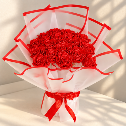 Handmade Red Rose Bouquet – Elegant Forever Flower Gift