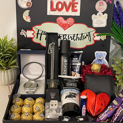 Customized Birthday Gift Box for Him – Luxury Hamper with Watch, Perfume &amp; More