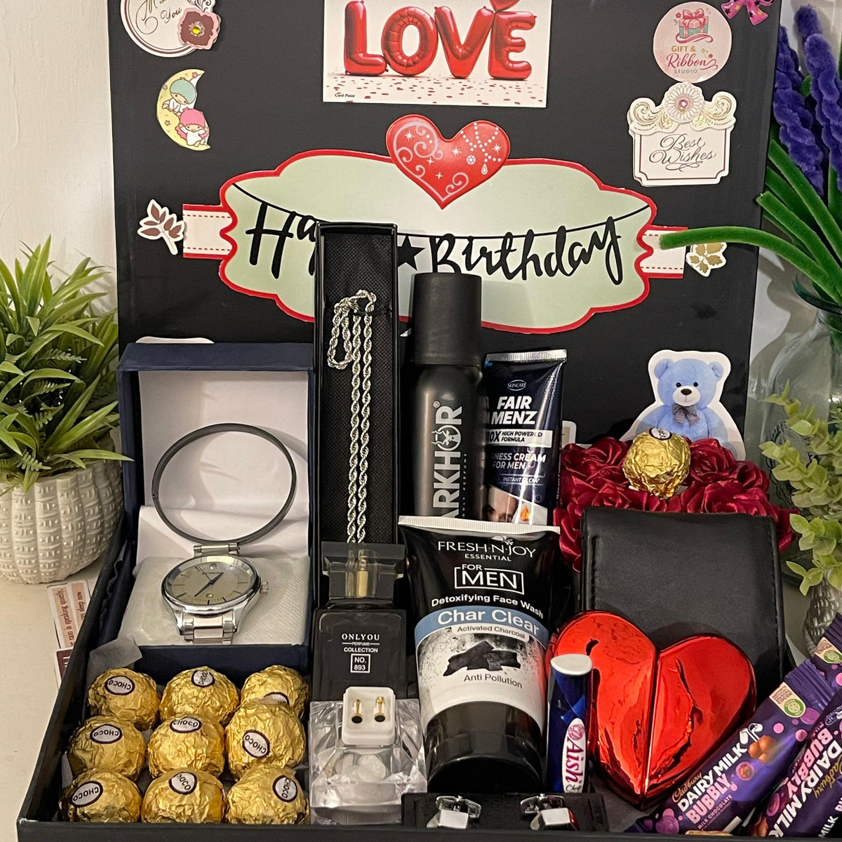 Customized Birthday Gift Box for Him – Luxury Hamper with Watch, Perfume &amp; More