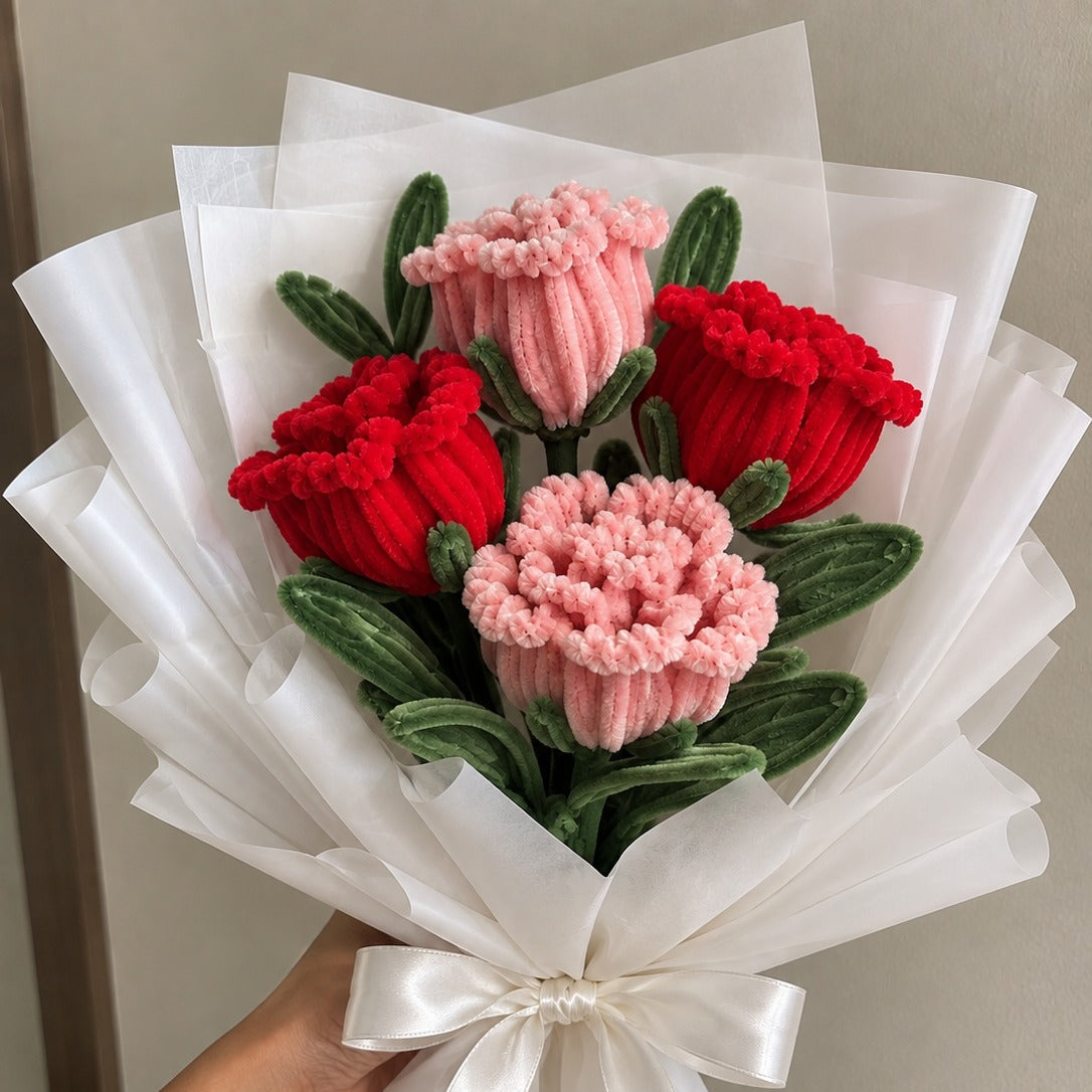 Red &amp;amp; Pink Rose Bouquet – Handmade Pipe Cleaner Flowers